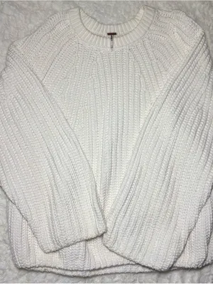 Free People Chunky Knit Sweater Cream Oversized Cozy Pullover thumbnail 1