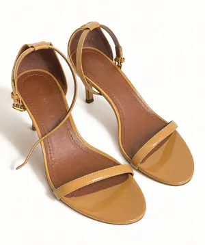 Coach Patent Leather Tan Ankle-Strap Heels thumbnail 1