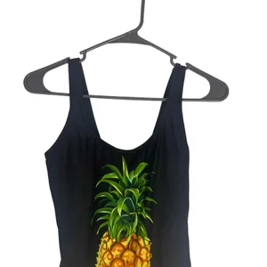 California Sunshine‎ Women's Size Medium Pineapple Print Black Swimsuit thumbnail 3