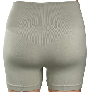 Bo&Tee Women's Gray High Rise Ribbed Yoga Workout Athletic Biker Shorts Size XS thumbnail 3