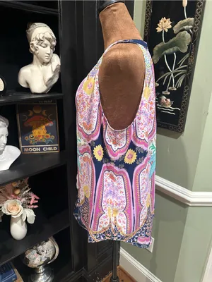 Rose + Olive Boho Paisley Sleeveless Blouse – Size Large thumbnail 12
