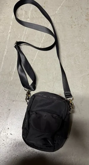 Black unisex nylon waterproof crossbody travel bag thumbnail 1