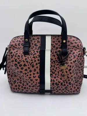 Fossil Leopard Print Satchel Crossbody Bag Wallet Card Holder Matching Set thumbnail 4