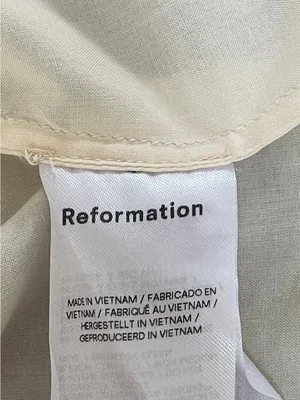 Reformation Floria Top Button-Front back tie Cream minimalist career classic 8 thumbnail 6