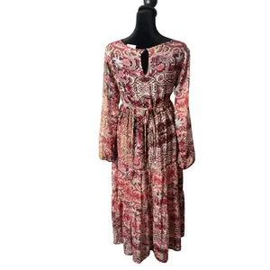 Knox Rose Embroidered Sheer Tiered Maxi Dress M Flowy Folk Floral Cottagecore thumbnail 3