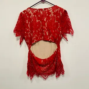 BKE buckle backless Elegant Red Lace Women’s Top Size Large! thumbnail 5