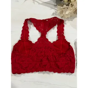 Aerie Lace Bralette White and‎ red lace Lined Wireless Small/Large thumbnail 7