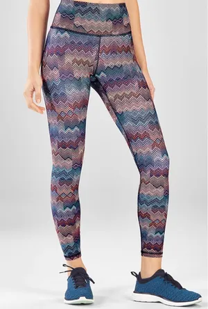 Fabletics High-Waist Zigzag Print Leggings in Blue and Purple Tones thumbnail 1