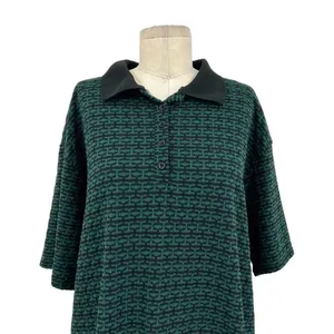 Zara Jacquard Polo Short Sleeve Tee Shirt‎ Dress Green Black Size Medium thumbnail 4