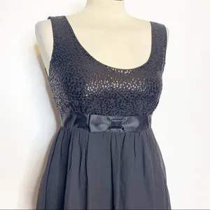 Vintage‎ Betsey Johnson evening sequin bow silk dress babydoll thumbnail 2