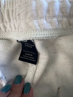 American Eagle Jogger Sweatpants Women’s Medium Cream Zip Pocket Lounge Pants thumbnail 4