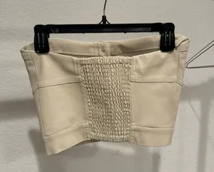 Cream Leather Top Tan thumbnail 2