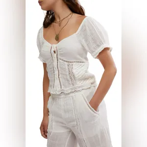 Free People Bali Alana Top & Pant Set in White XS thumbnail 5