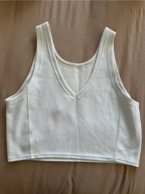 LULULEMON Ribbed Softstreme Cropped Tank Top in Bone Sz. 12 thumbnail 9