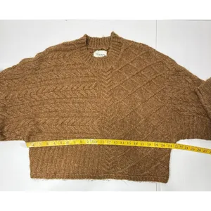 ABERCROMBIE & FITCH Cable Knit Crew‎ Dolman Sweater Sz S/M Brown Y2K Preppy Boho thumbnail 6