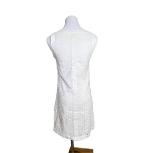 Francesca's Sleeveless Eyelet Lace White Lined Sheath‎ Dress SMALL Vanilla Girl thumbnail 3