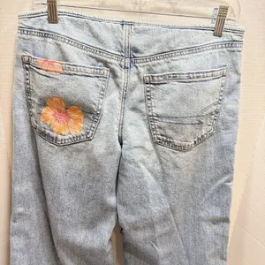 American Eagle Low Rise Baggy Wide Leg Jeans Womens 6 Distressed Y2K StreetWear thumbnail 5