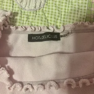 Light pink ruffle trim crop top thumbnail 2