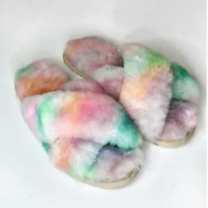 Anthropologie Cozy Multicolor Fuzzy Slippers thumbnail 6
