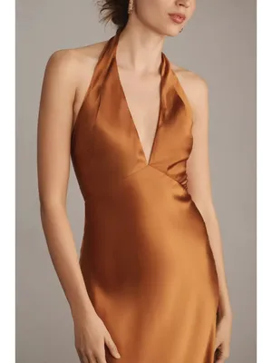 NWT Reformation Daniela in Copper Silk Halter Maxi Dress 4 thumbnail 5
