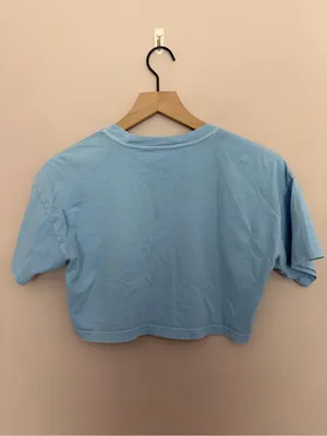 Aritzia TNA Laid Back Boxy Cropped T-shirt Light Blue XS thumbnail 3