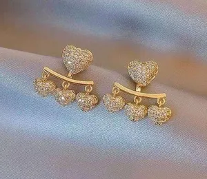 Women's Love Heart Tassel Stud Earrings thumbnail 1