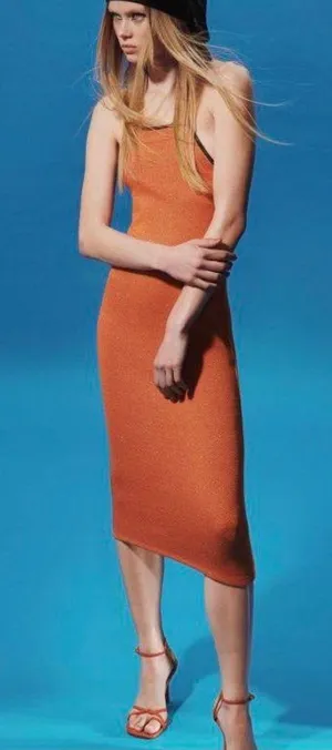 ZARA Orange Jacquard Dress thumbnail 4