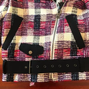 MSGM Plaid Moto Jacket Metallic Black Pink Purple Size 4 thumbnail 6
