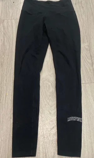 PINK Victoria's Secret Black Leggings with Love Pink Detail thumbnail 1