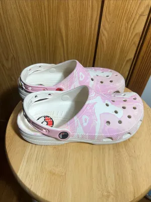 CROCS Pink and White Marble Slip-On Sandals thumbnail 4