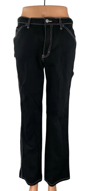 Dickies Carpenter Women's Black High Waisted Straight Leg Cargo Denim Jeans Sz 5 thumbnail 1