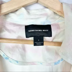 NEW‎ Something Navy Pastel Tie Dye Satin Long Trench Coat S thumbnail 7