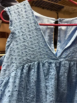 Blue Eyelet Sleeveless V-Neck dress thumbnail 2