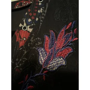 REBA | Black Paisley Print Midi Dress Sheer Sleeves Metallic Detail | Size L thumbnail 6