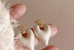 Japanese and Korean oil dripping metal simple love 925 silver needle earrings thumbnail 1