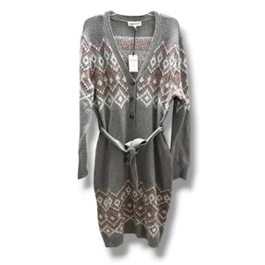 Lucky Brand Womens Fair Isle Belted Henley Sweater Dress Gray Knit XL‎ NWT thumbnail 3