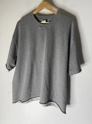 Aritzia Sweatfleece Boyfriend Fit Short Sleeve Sweatshirt Heather Grey Large thumbnail 1