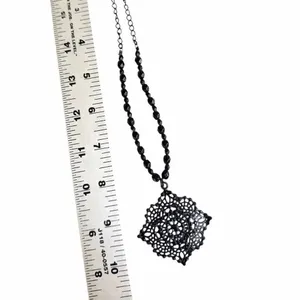 Avon Vintage Black Filigree Statement Necklace Gothic Lace Pendant thumbnail 7