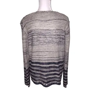 Paper Crane Urban Outfitters Grey Blue Striped Woven Long Sleeve Top Size Large thumbnail 3