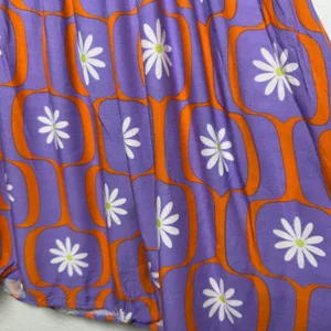 Bucket List Women Top Small‎ Purple Orange Retro Floral Smocked 70s Groovy Mod thumbnail 9