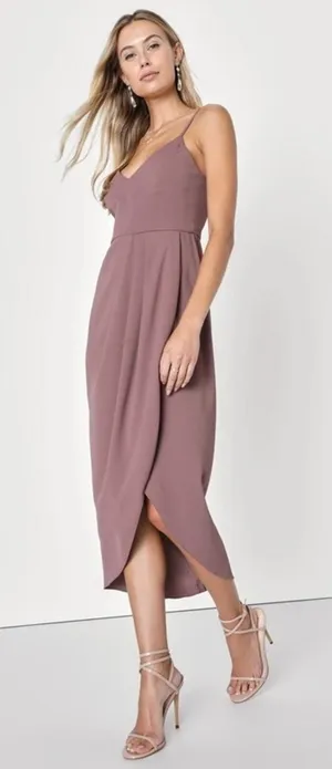 Lulu's box H mauve Reinette midi dress size XS party wedding‎ guest minimalist thumbnail 1