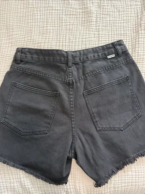 Billabong Charcoal Distressed Frayed-Hem Denim Shorts thumbnail 3