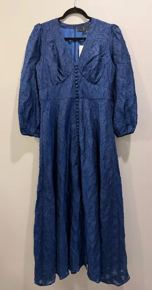 Abbey Glass Brooke Gown Navy Cloud Organza Long Sleeve V-Neck Dress Navy thumbnail 5
