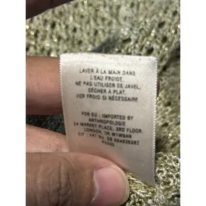 Guinevere Anthropologie Hemp Blend Open Knit Sweater Olive Gold Metallic Medium thumbnail 10