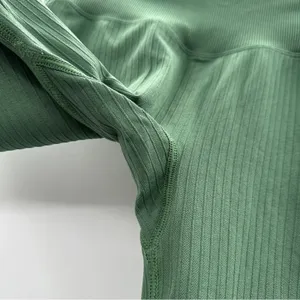 Pink Victoria's Secret Active Green Ribbed‎ Mid Rise Cropped Leggings Sz S thumbnail 5