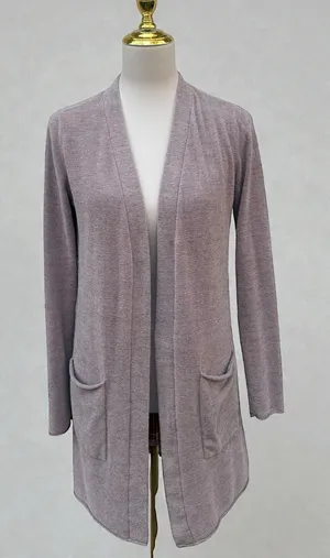 Barefoot Dreams‎ Santa Monica Long Cardigan CozyChic Ultra Lite Sz XS Mauve thumbnail 1