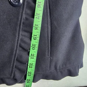 Mac &‎ Jac Navy Blue Ruffle Trim Double Breasted Pea Coat Jacket Womens Large thumbnail 9