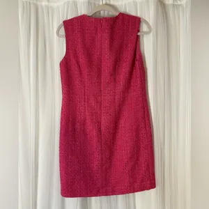 Ann Taylor Pink Tweed Shoulder Button Shift Dress - Size 4 thumbnail 2