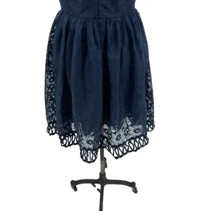 Chi Chi London‎ Sheridan Dress Navy Blue Embroidered Short Sleeve UK 12 US 8 thumbnail 12