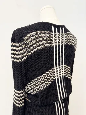 Laureate Lane Cardigan Size‎ XL Wool Striped Chunky Rope Tie Sweater Retro Boho thumbnail 9